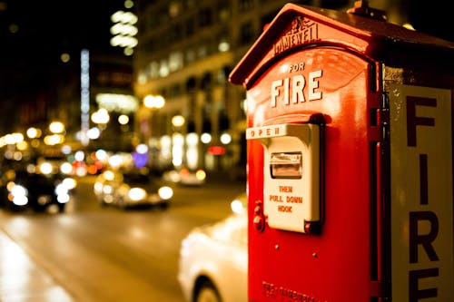 Free Red Fire Alarm Switch during Nighttime Stock Photo