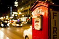 Red Fire Alarm Switch during Nighttime