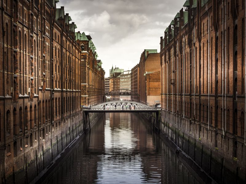 Hamburg Speicherstadt canal Germany