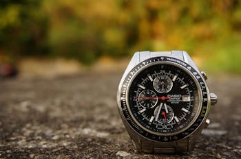 Shallow Focus Photography of Silver-colored Casio Chronograph Watch