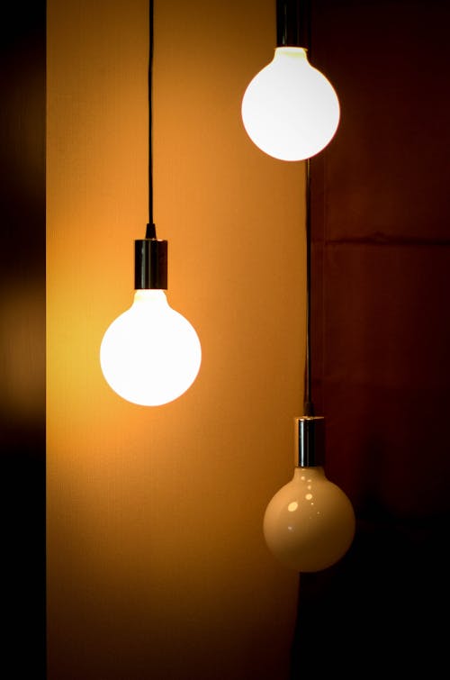 Free Two Lighted Pendant Lamps Stock Photo