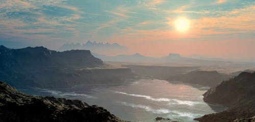 Aerial Photography of Rocky Shore