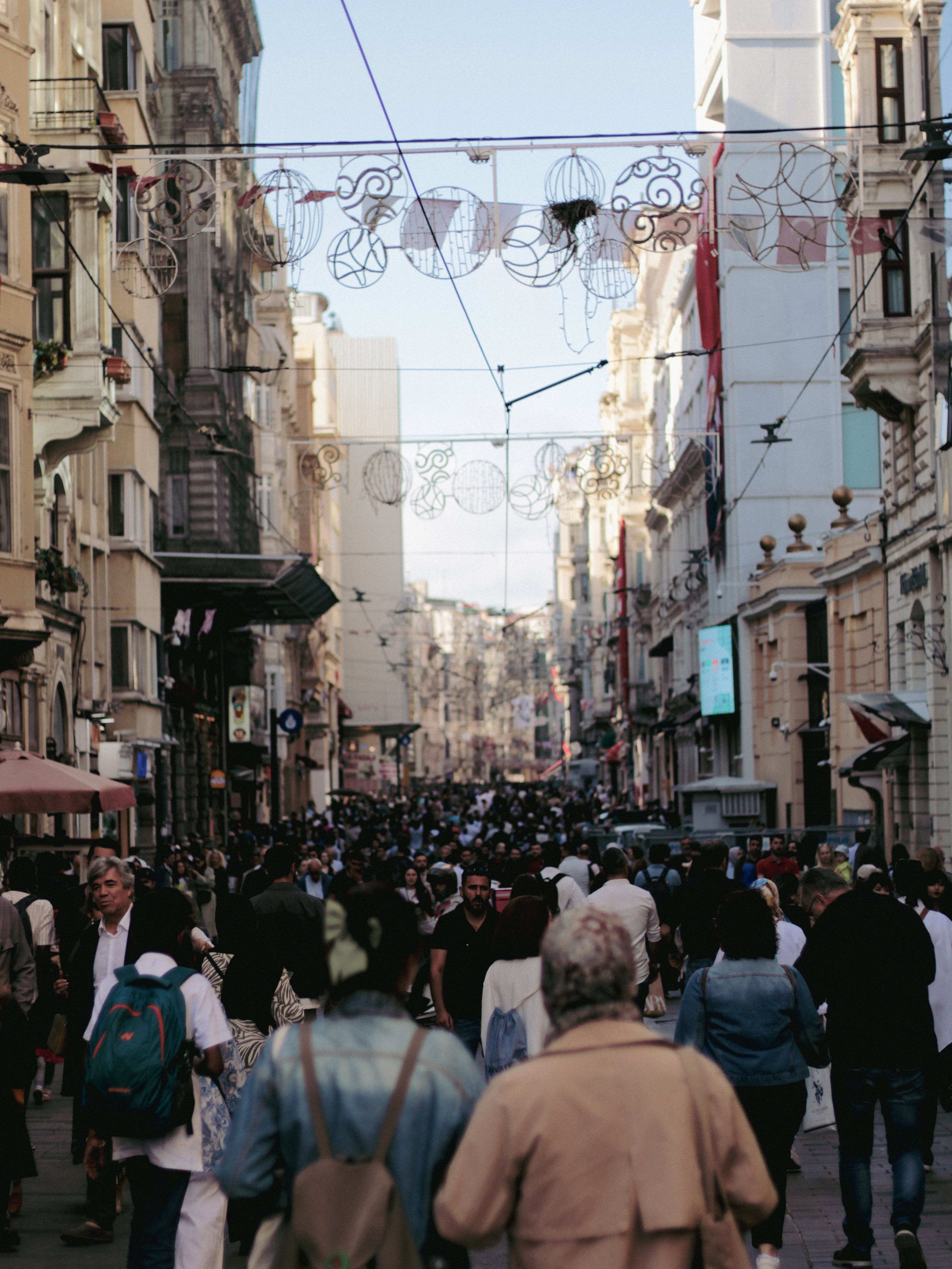 A crowded scene on Istiklal Avenue, capturing Istanbul's vibrant urban life.