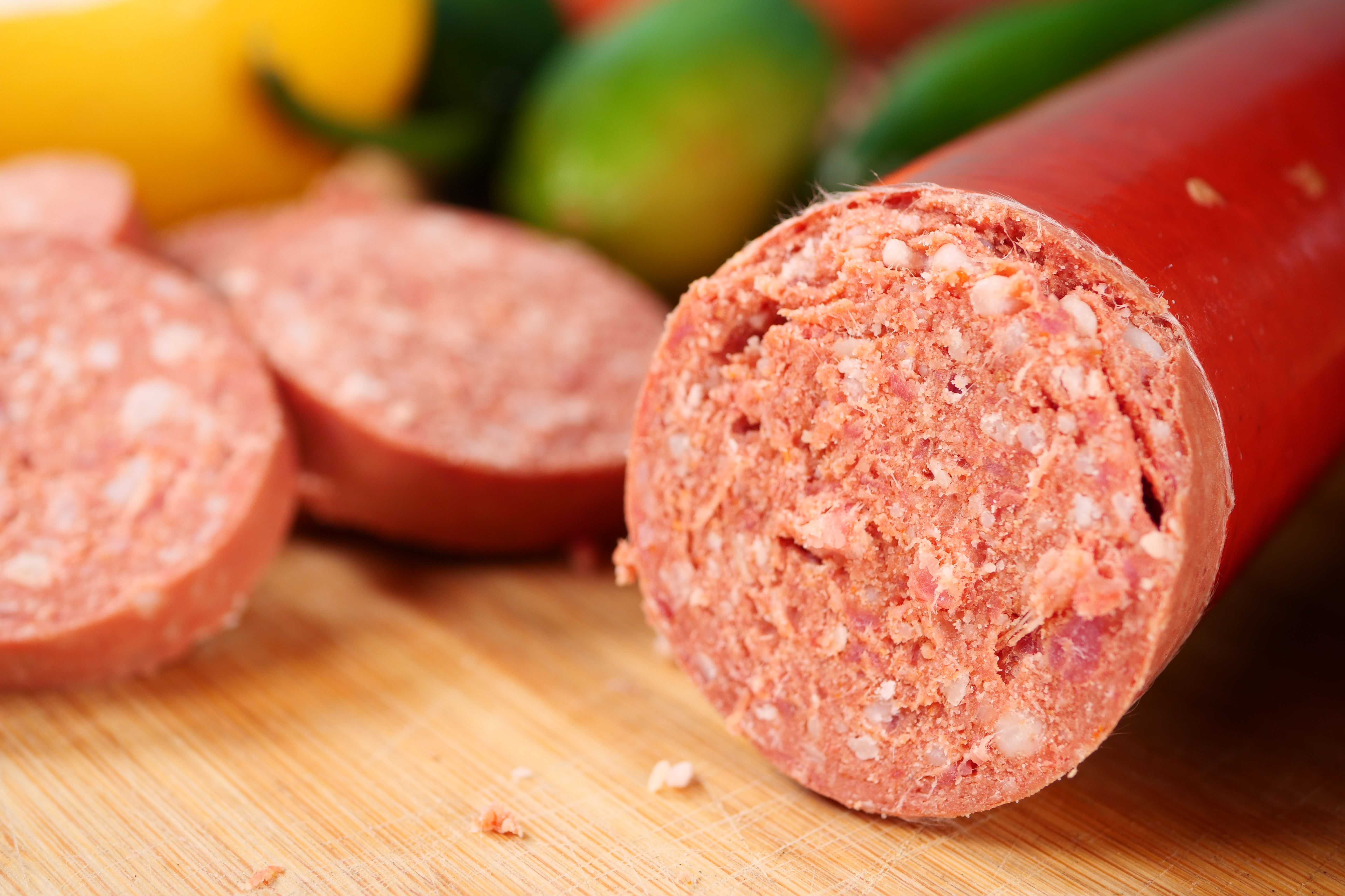 Round Sausage in Close-up View
