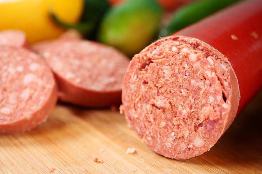 Cut salami closeup