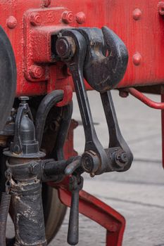 Detailed view of a vintage train coupling mechanism in Sonneberg, Germany.