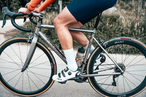 Free Legs of Cyclist in Training Stock Photo