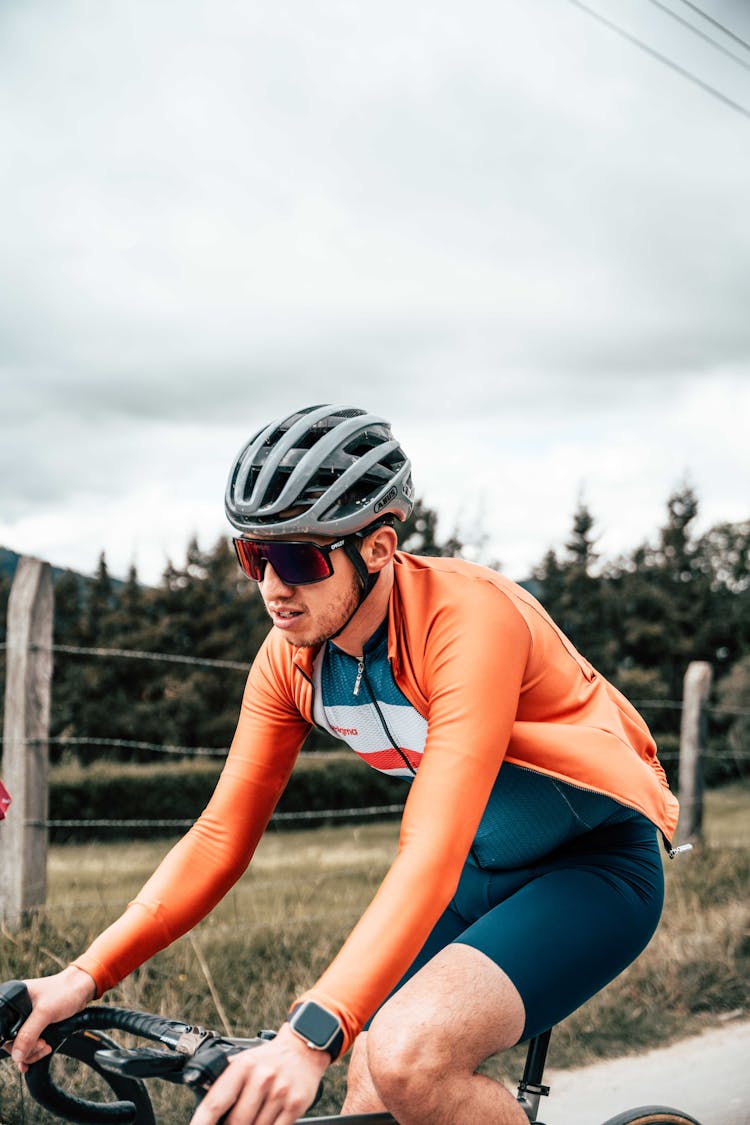 Portrait Of Cyclist In Training