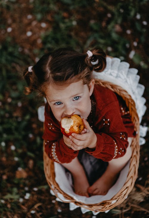 Základová fotografie zdarma na téma apple, dítě, držení