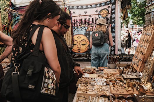 Discover unique handmade jewelry at a bustling outdoor market in Chicago.