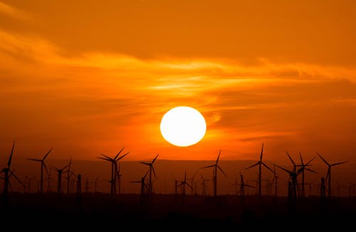 Free Wind Turbines during Golden Hour Stock Photo