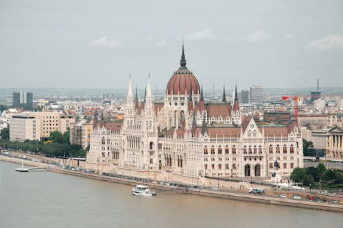 Free The hungarian parliament building is seen from above Stock Photo