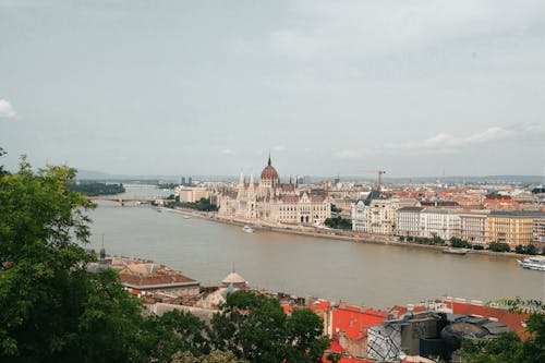 Free The view of the danube river from the top of a hill Stock Photo