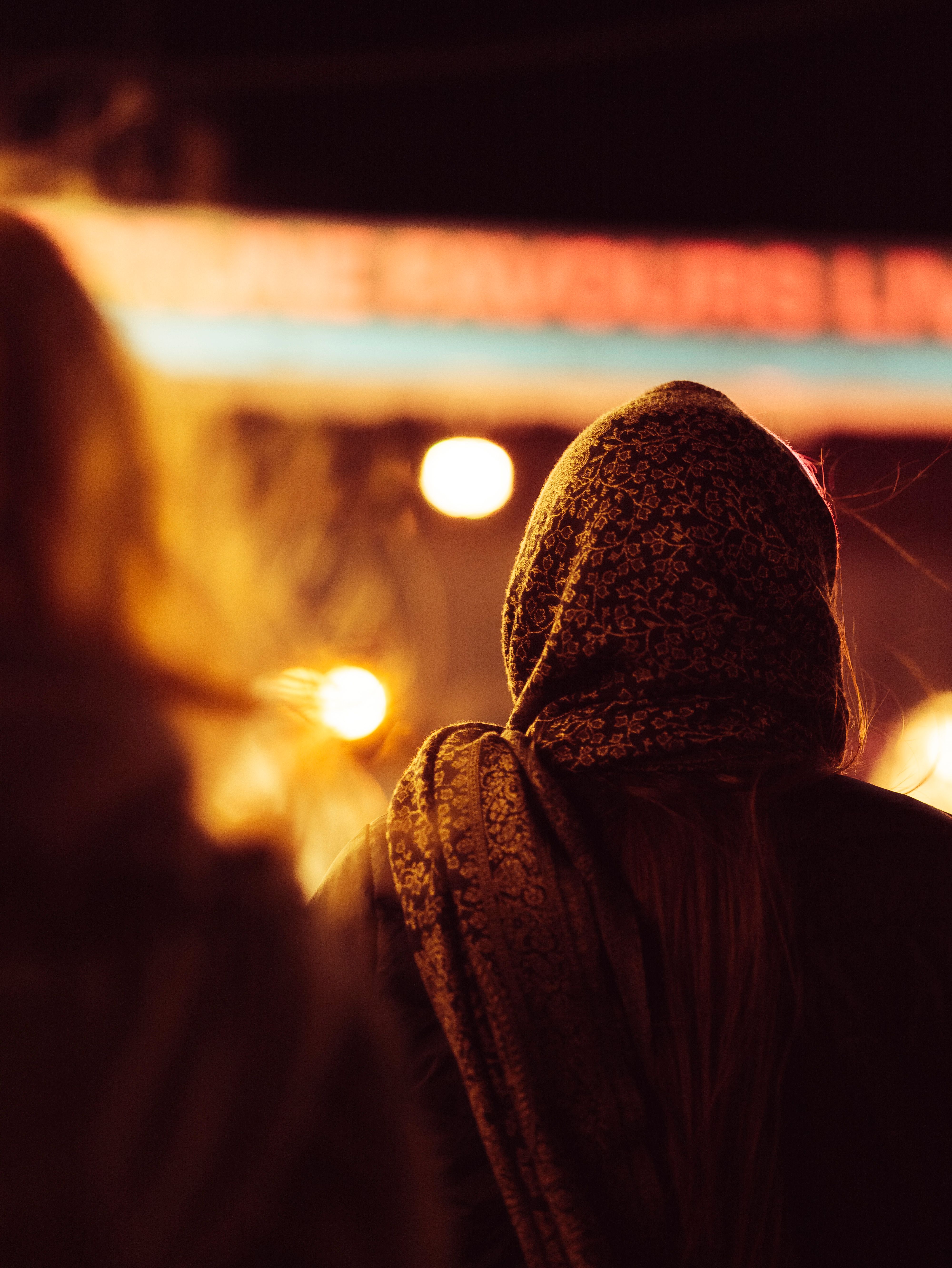 Back View of Woman in Scarf · Free Stock Photo