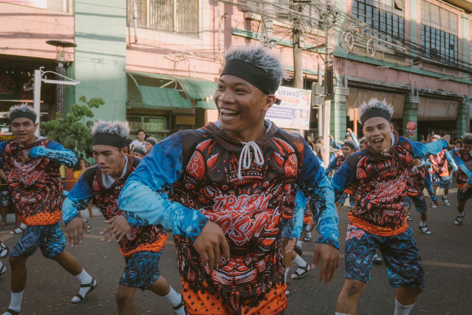 Breakdancer performing a dynamic power move