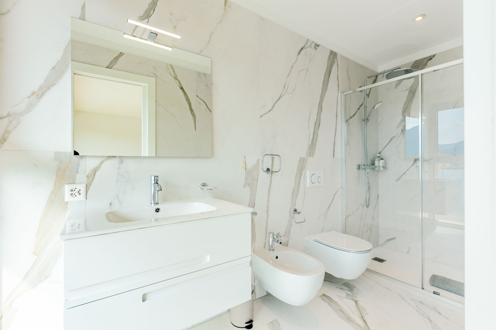 Interior of a Clean White Bathroom