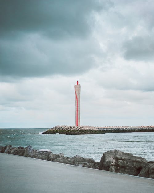 Free stock photo of cloudy, lighthouse, red