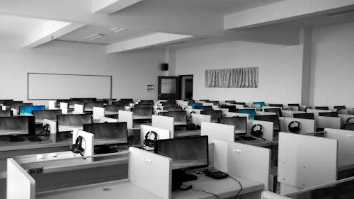 Gray Wooden Computer Cubicles Inside Room