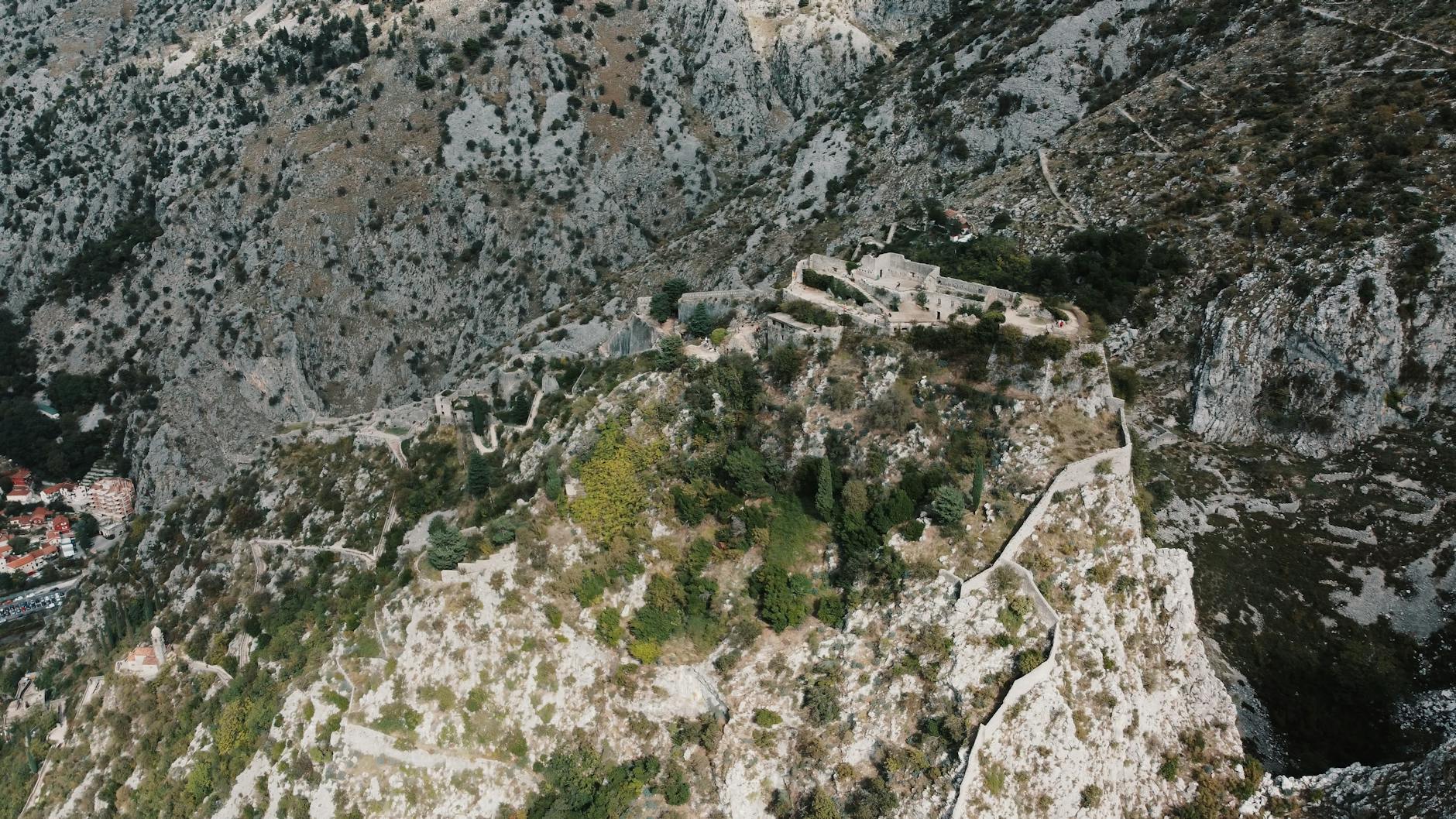 Panoramic view of Kotor Bay from mountain hiking trail