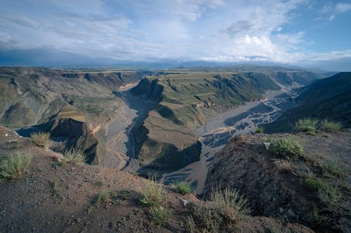 Free Stunning landscape of Anjihai Grand Canyon in China showcasing dramatic geological formations. Stock Photo