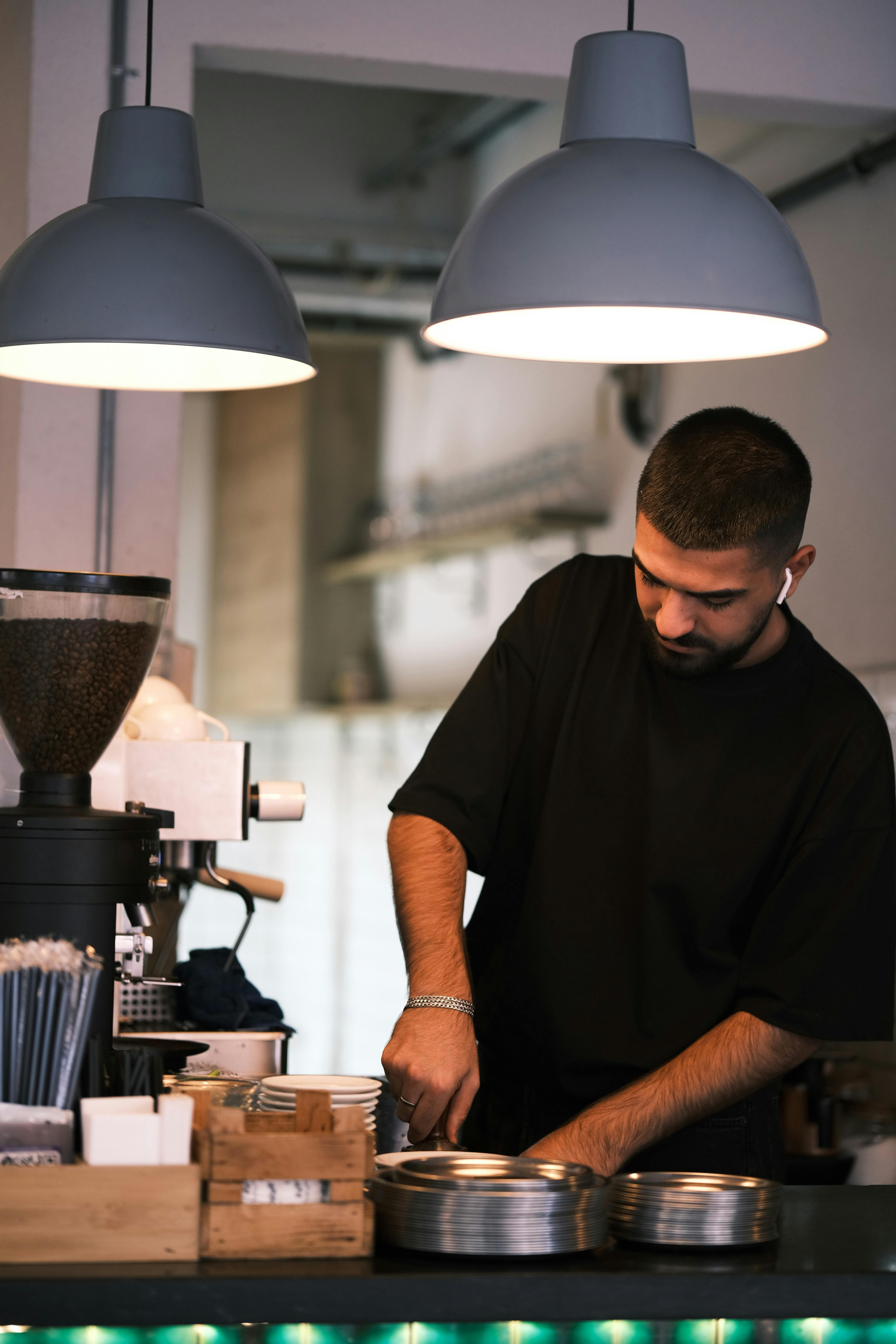 man cooking in a kitchen