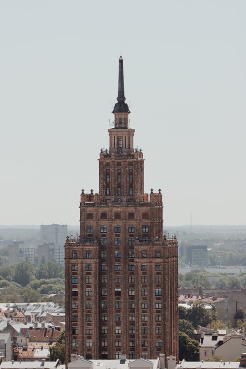 Free Imposing view of the Latvian Academy of Sciences, a notable landmark in Riga, Latvia. Stock Photo