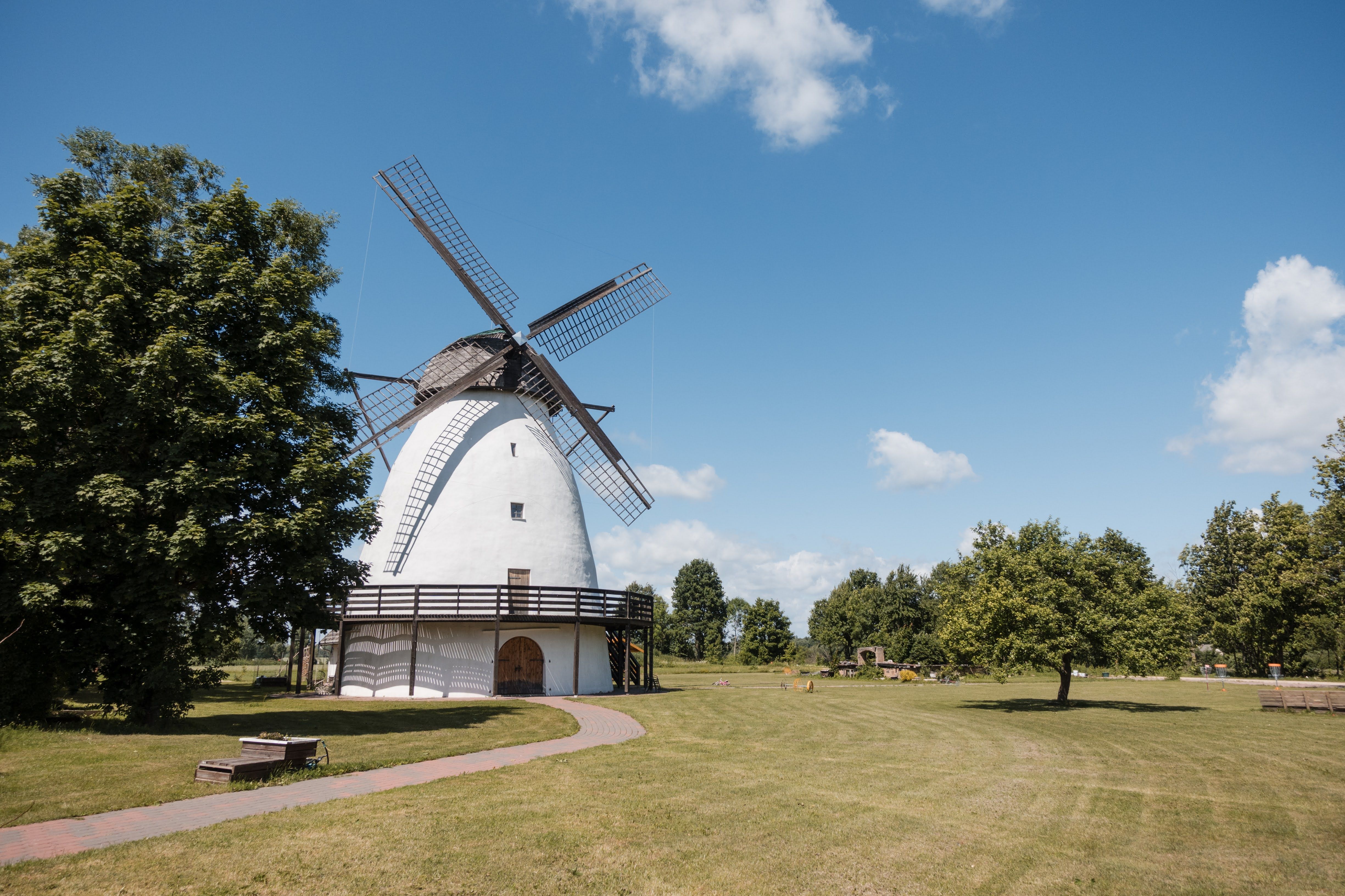 See the windmills at Angla and Karja church