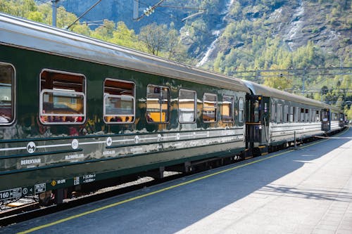 Foto d'estoc gratuïta de andana de tren, arbres, entrenar