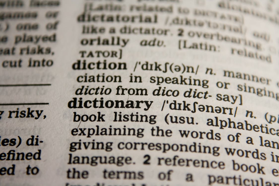 Free Dictionary Text in Bokeh Effect Stock Photo