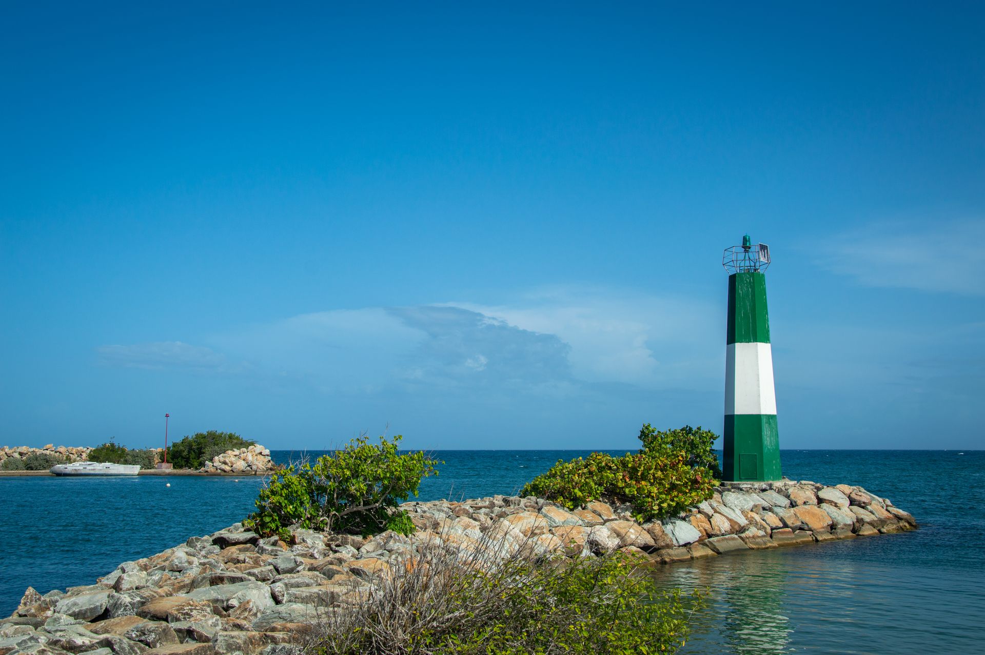 Beacon Overlooking Calm Blue Sea