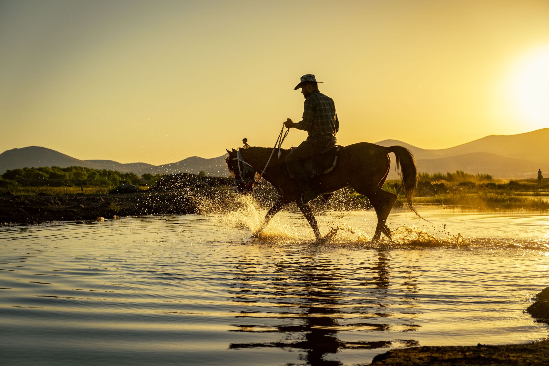Man Horseback Riding through Lake · Free Stock Photo