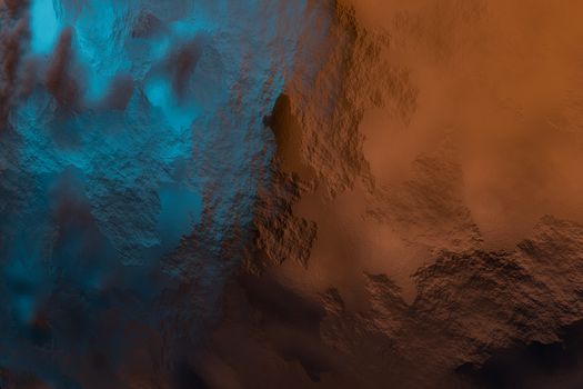 Abstract image showcasing ice-like textures with contrasting blue and brown tones.