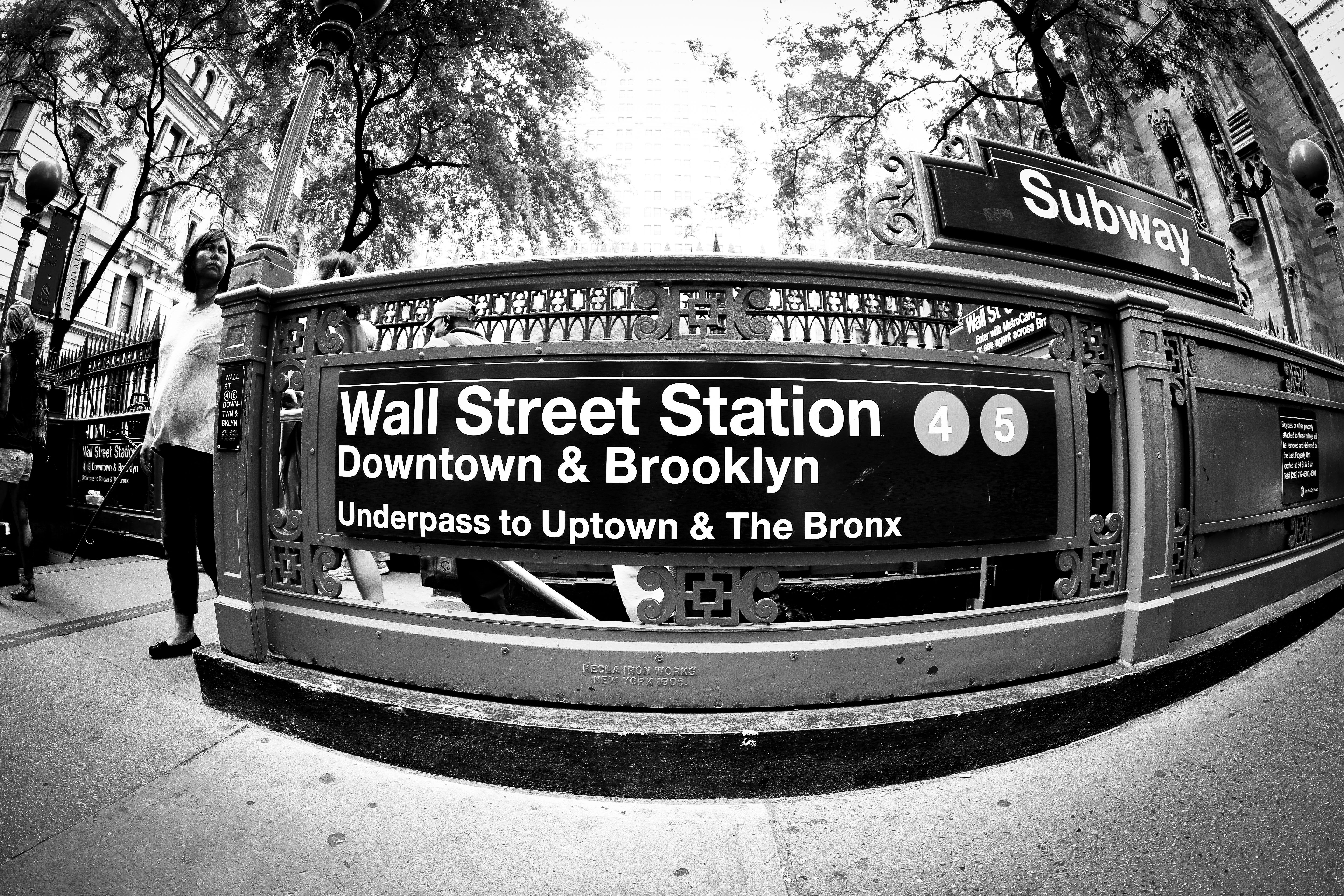 Wall Street Subway Station Entrance in New York · Free Stock Photo