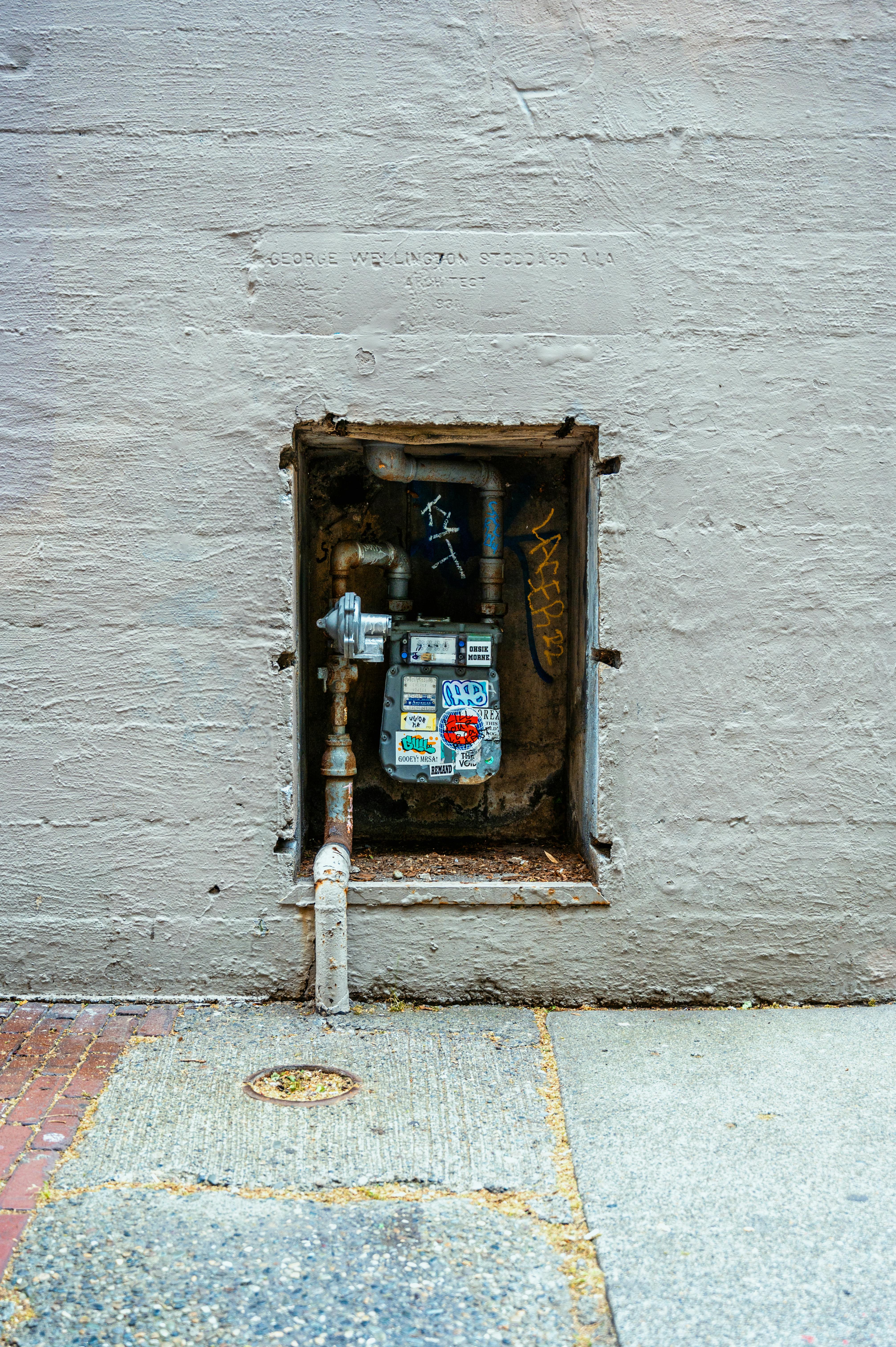 meter box in wall niche