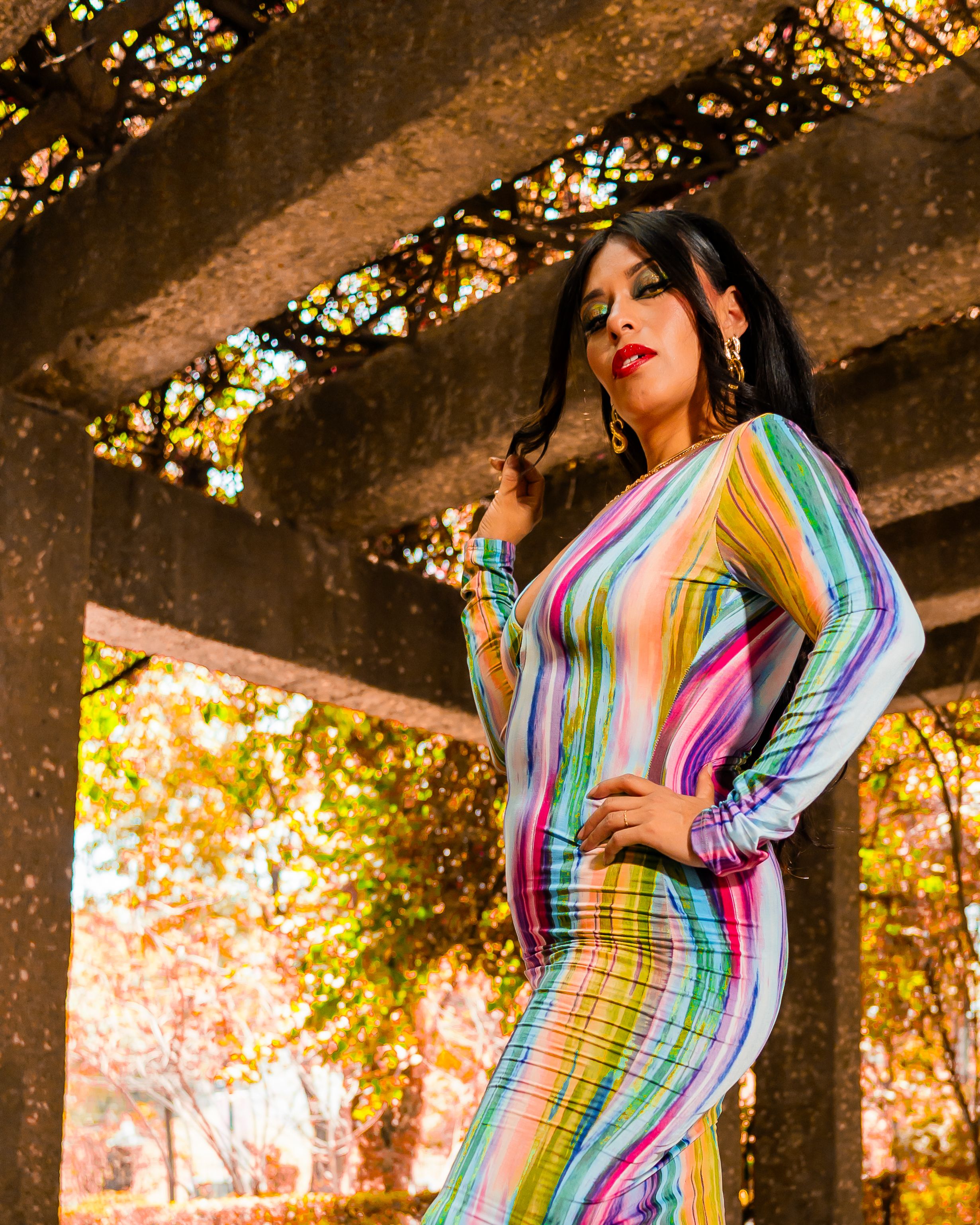 Woman in Colorful Rompers · Free Stock Photo