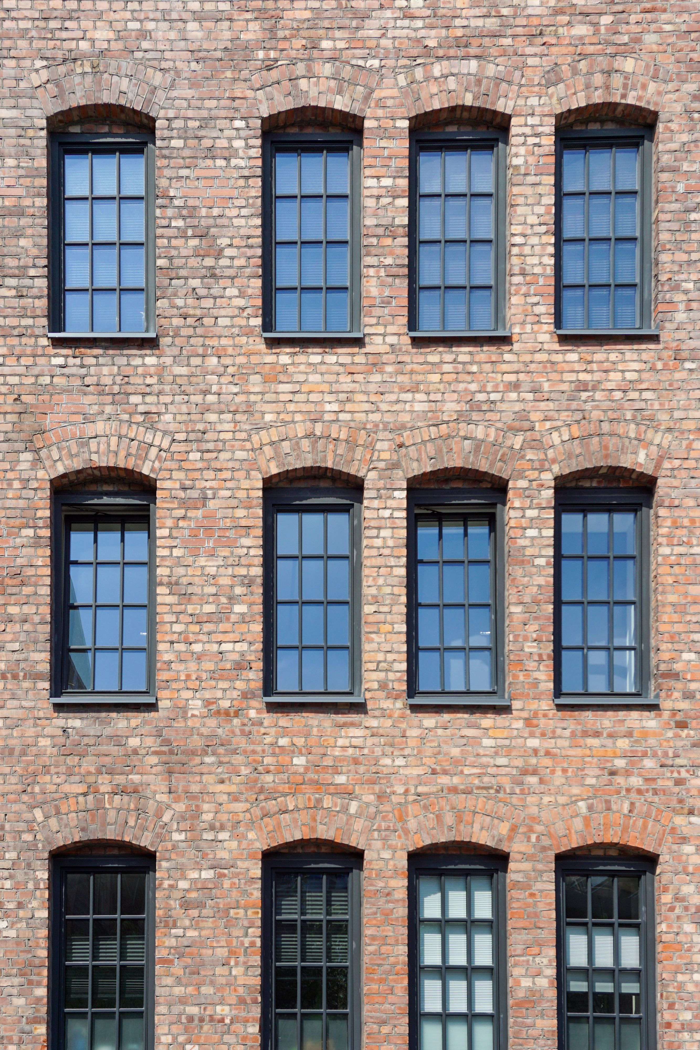 Industrial Glass Windows in Brick Building · Free Stock Photo