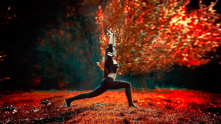 Woman Doing Yoga Near Tree