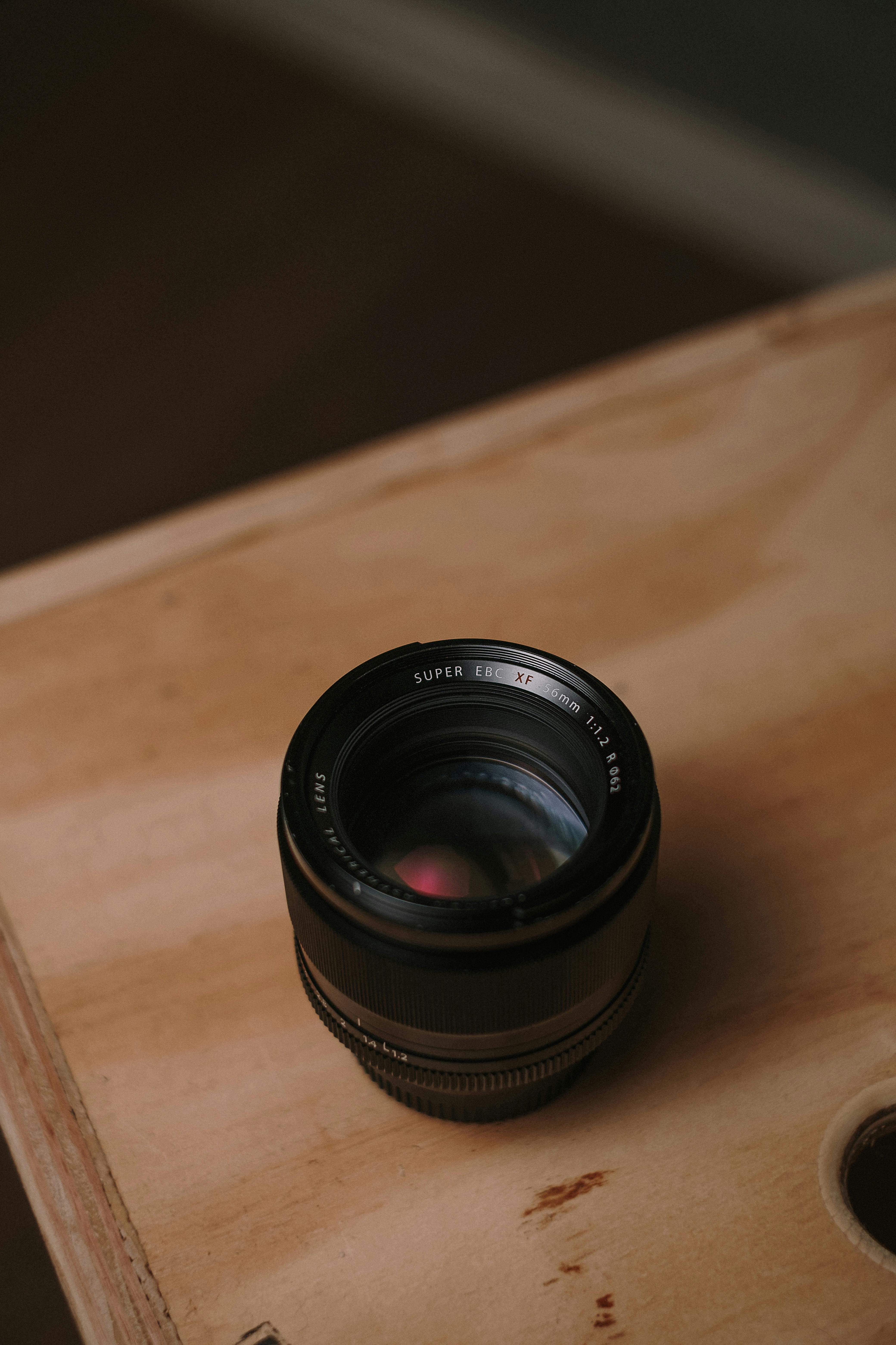 camera lens on table