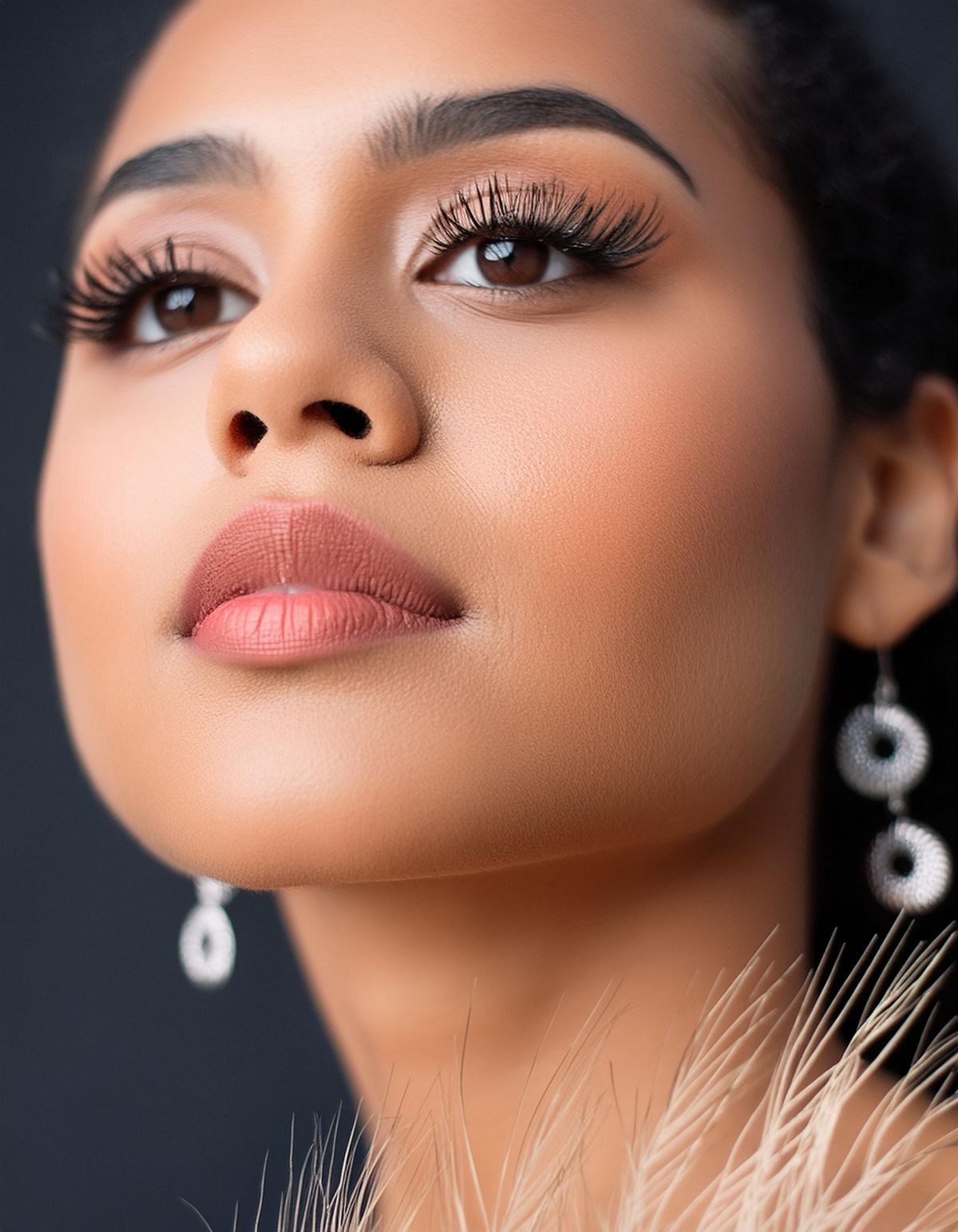 Dusty rose blush on medium olive skin tone