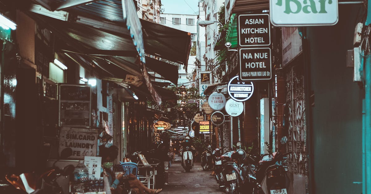 Narrow Alley with Shops and Cafes