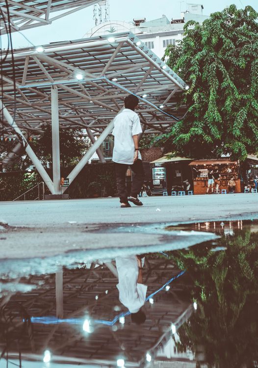 Back View of a Man Walking on a Street · Free Stock Photo