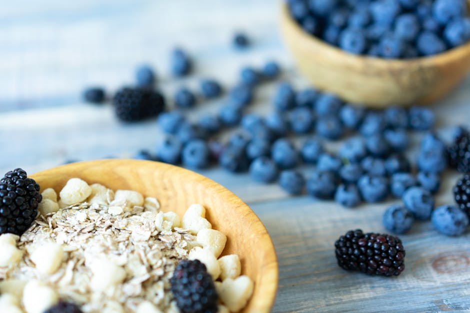 Blueberries and grain cereal