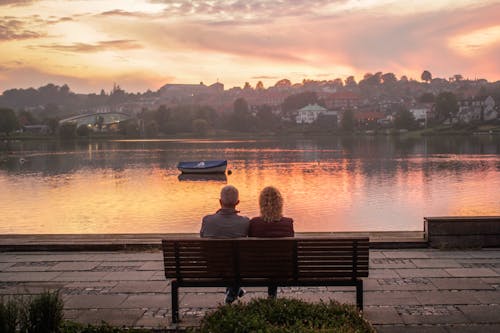 Two Person Sitting on Bench