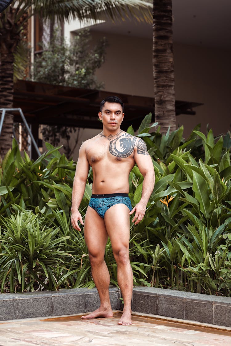 Man In Underwear And With Tattoo