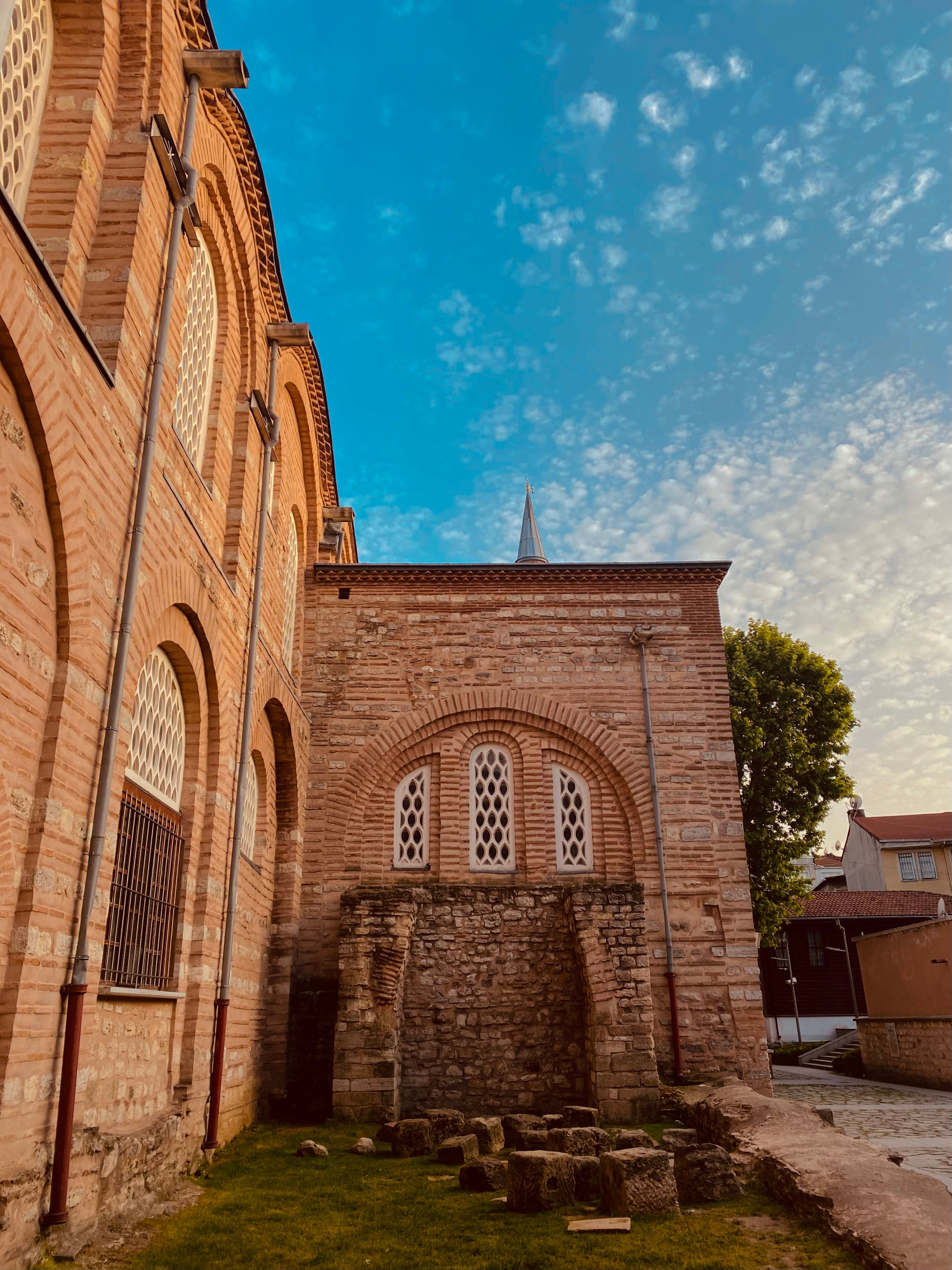 Captivating view of Molla Zeyrek Mosque in Istanbul, showcasing its historic architecture under a blue sky.