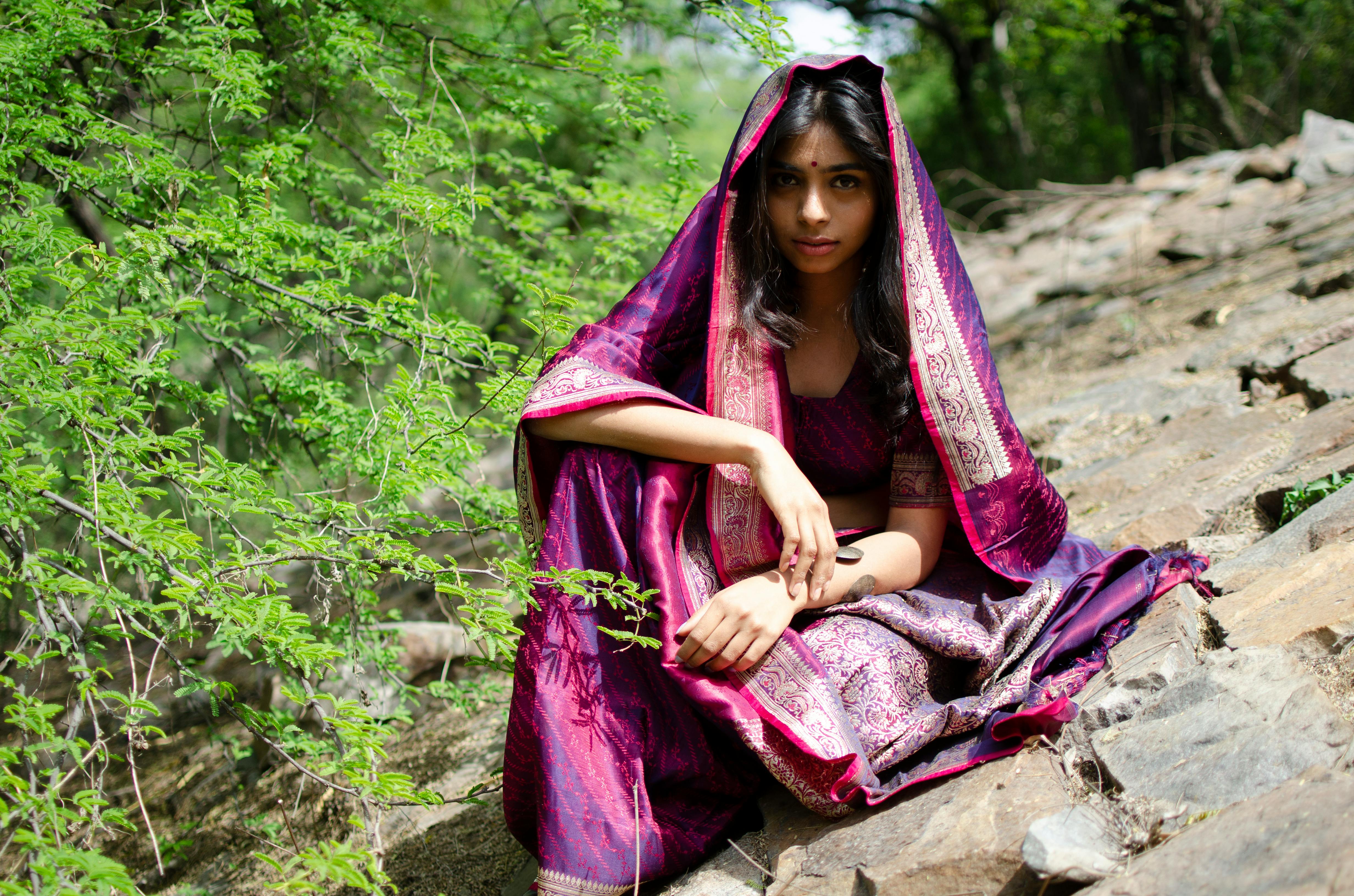 A Woman Wearing a Saree Dress · Free Stock Photo