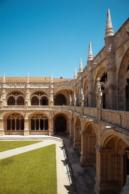 Free Explore the intricate Gothic architecture of Jerónimos Monastery in Lisbon, Portugal. Stock Photo