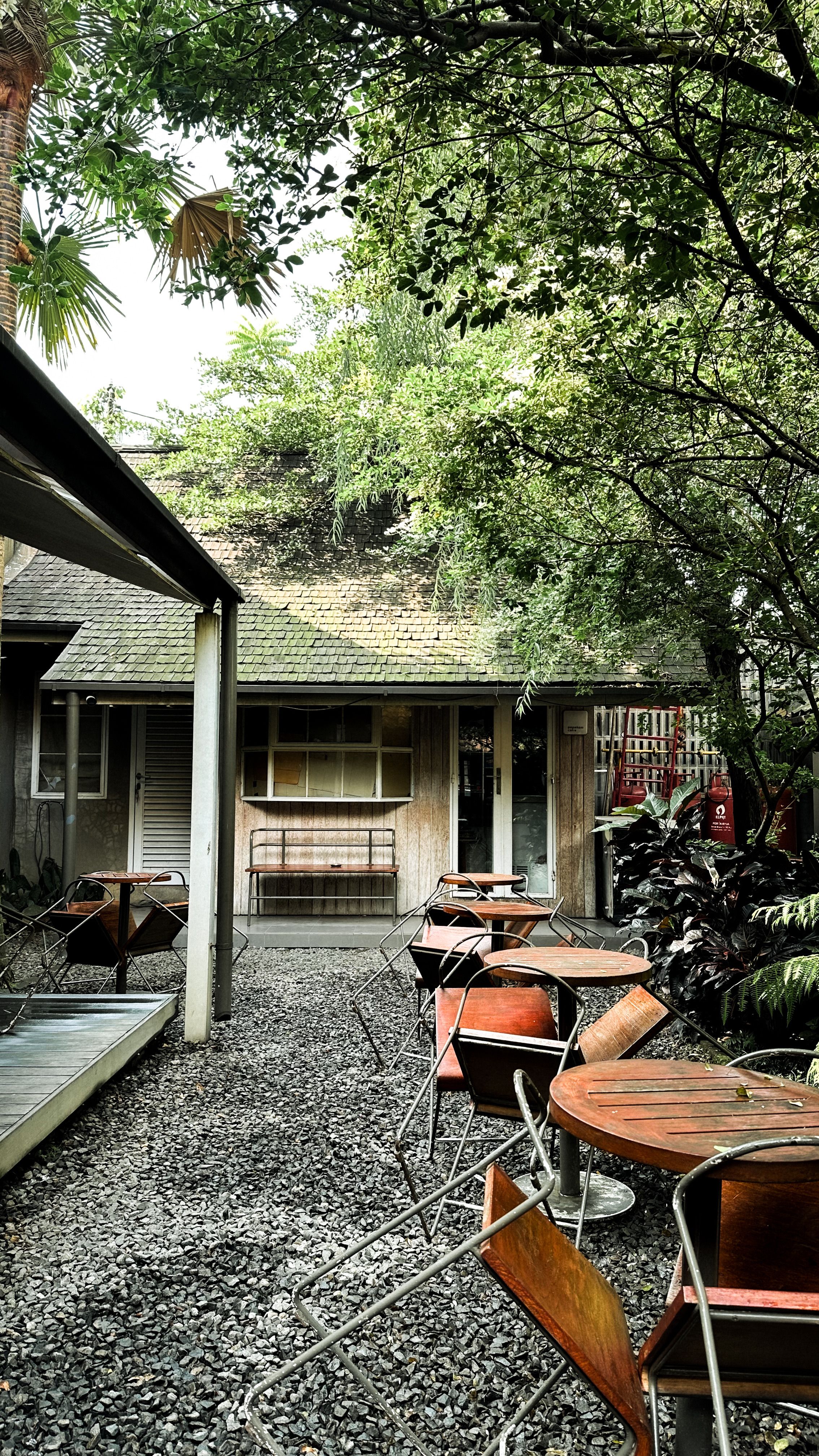 Backyard of House with Trees and Chairs under Tree · Free Stock Photo