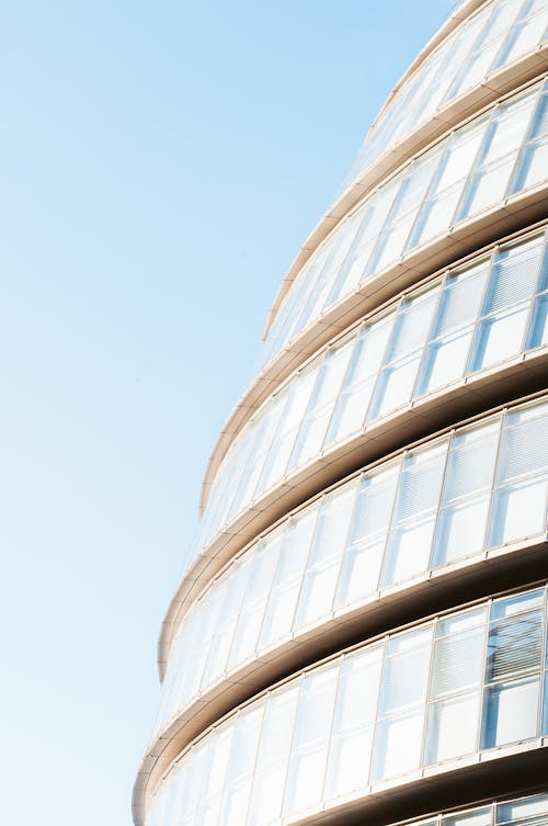 High Rise Building with Glass Panel Windows