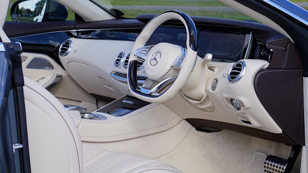 Explore the exquisite leather interior and advanced features of a Mercedes luxury car.